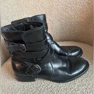 Born Mcmillan Ankle Boots Bootie Women's 6.5 Black Leather Strappy